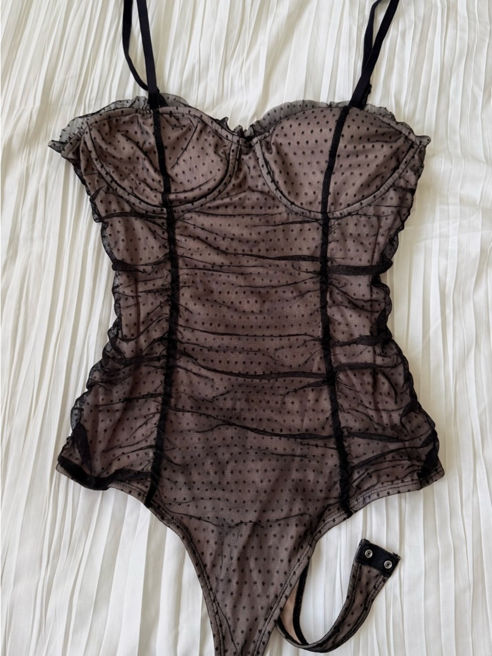 Rabbit Rose Polka Dot Mesh Bodysuit Size XL